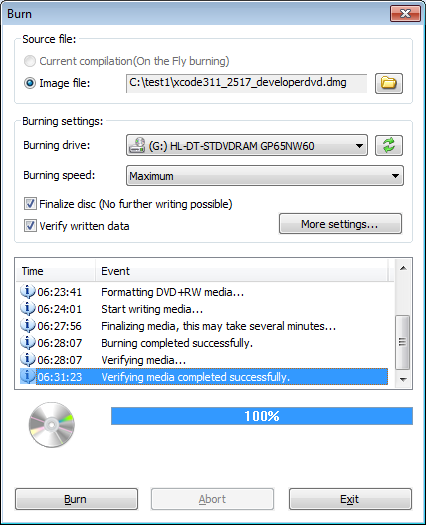Burn dmg file to disc player