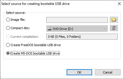 archivos físicos de DOS para el disco de arranque Vista