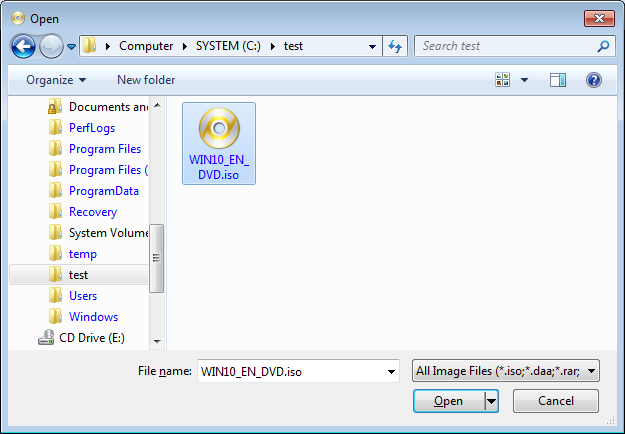 how to get iso file in windows vista